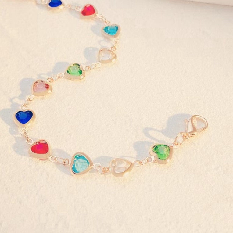 A European and American cross-border i color love zircon bracelet necklace personalized alloy heart dopamine bracelet Internet celebrity bracelet - Mixbatch