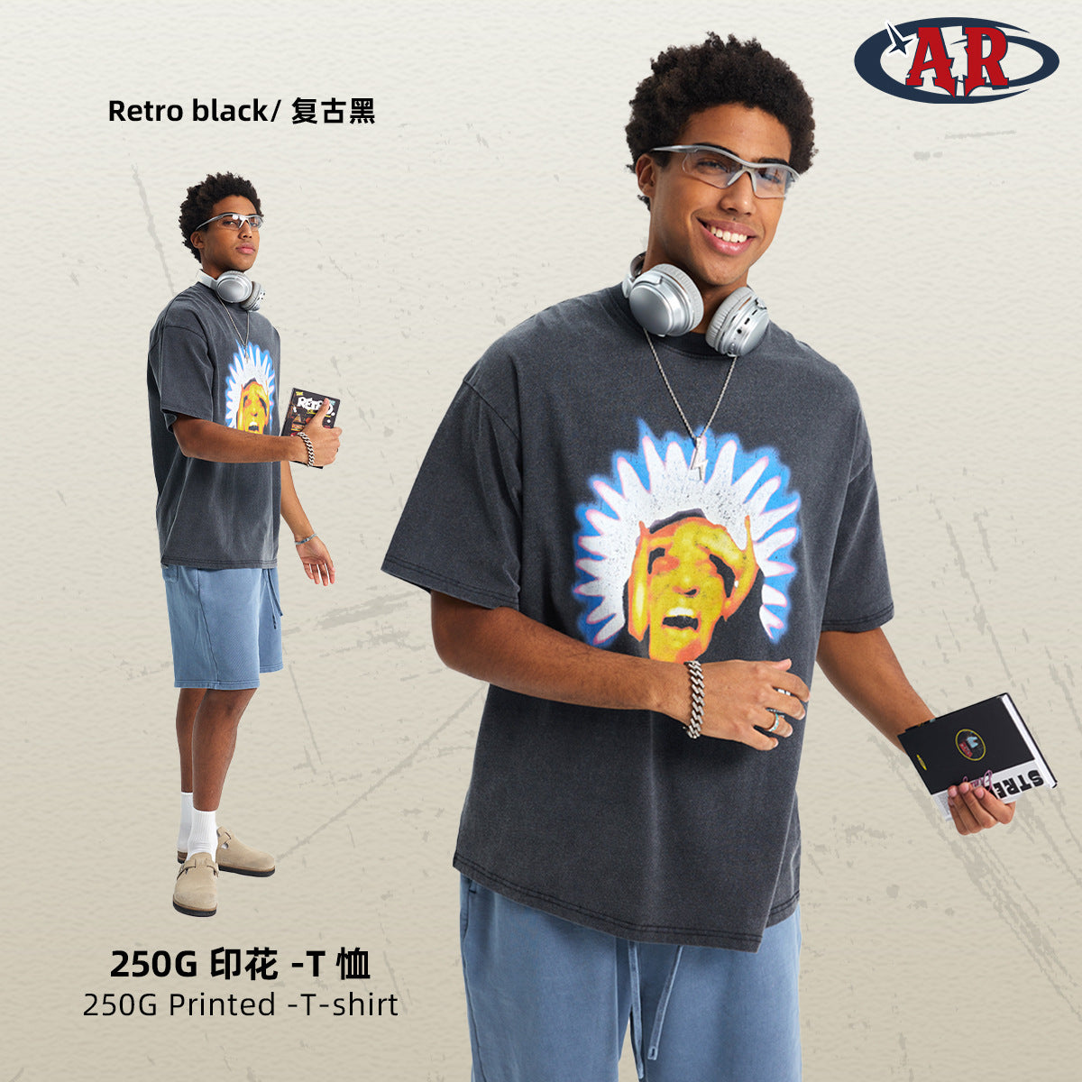 A printed T-shirt men's short sleeves