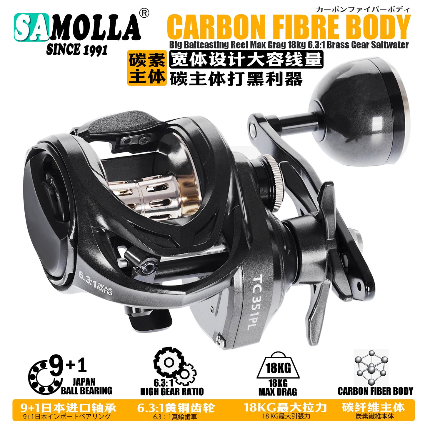 A Carbon Fiber Baitcasting Reel – Long-cast, Lightweight & Durable