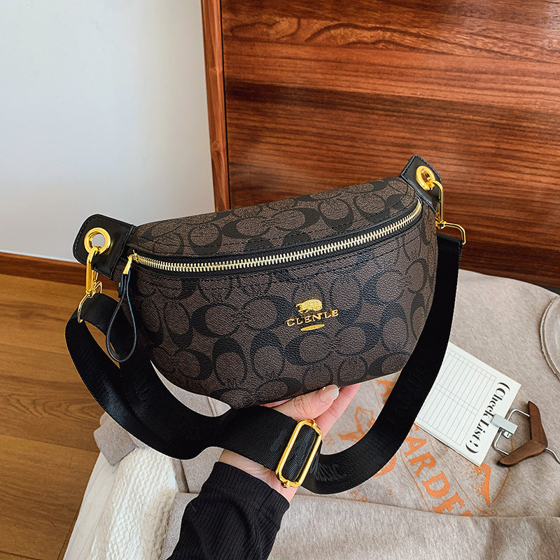 A new women's breast bag, fanny pack, temperament, high-end fashion printed shoulder messenger women's bag - Mixbatch