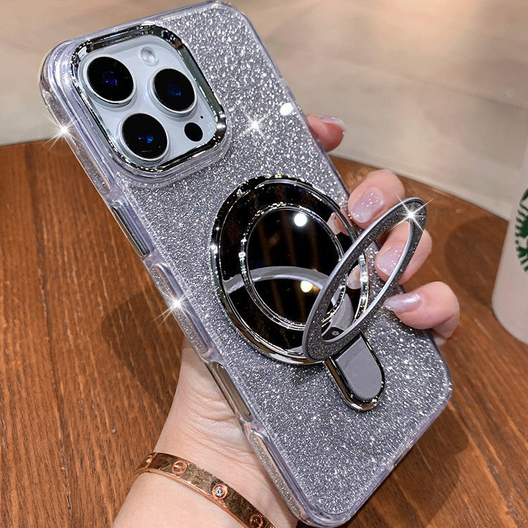 A glitter mirror magnetic suction bracket mobile phone case