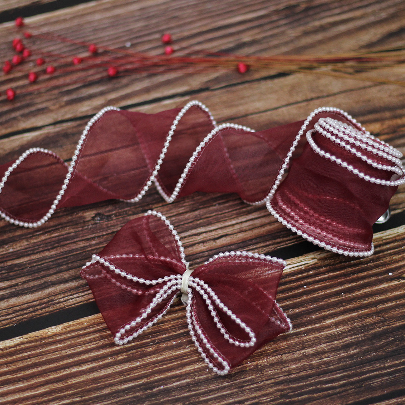 A Spot 5.5cm Pearl Meteor Fishtail Yarn Copy Edge Wave Yarn Cake Bouquet Packaging Material Bow Ribbon - Mixbatch