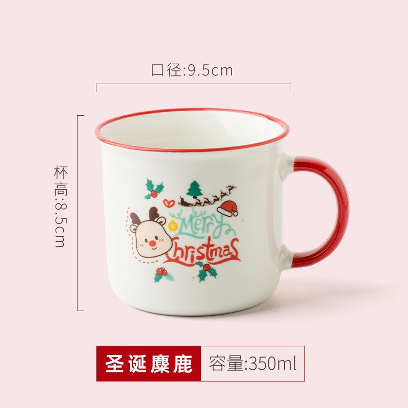 A Christmas mug creative cute cartoon ceramic cup girls coffee cup teacup holiday gift cup