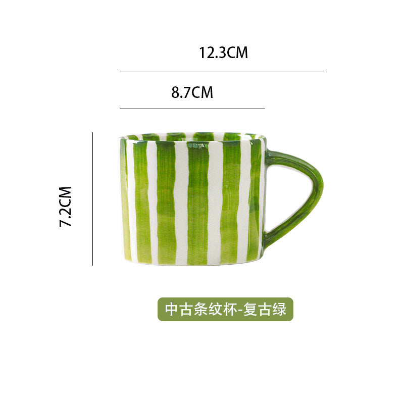 A Nordic hand-painted retro coffee cup and saucer set