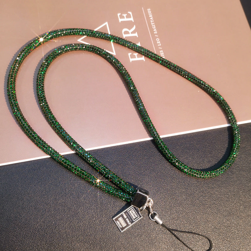 A Mobile phone lanyard length Wrist rhinestone lanyard Women's high-end luxury full diamond pendant Colorful fashion pendant - Mixbatch