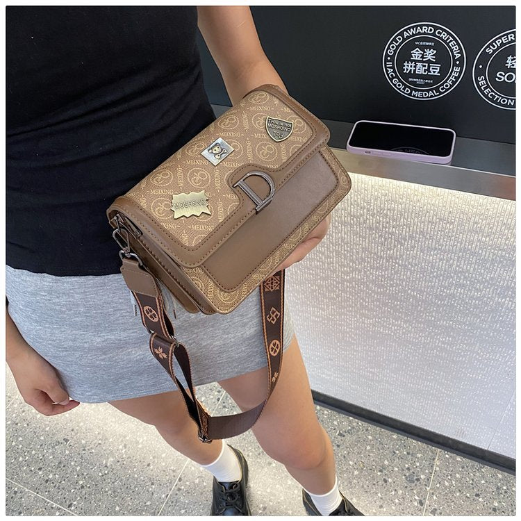 A printed handbag