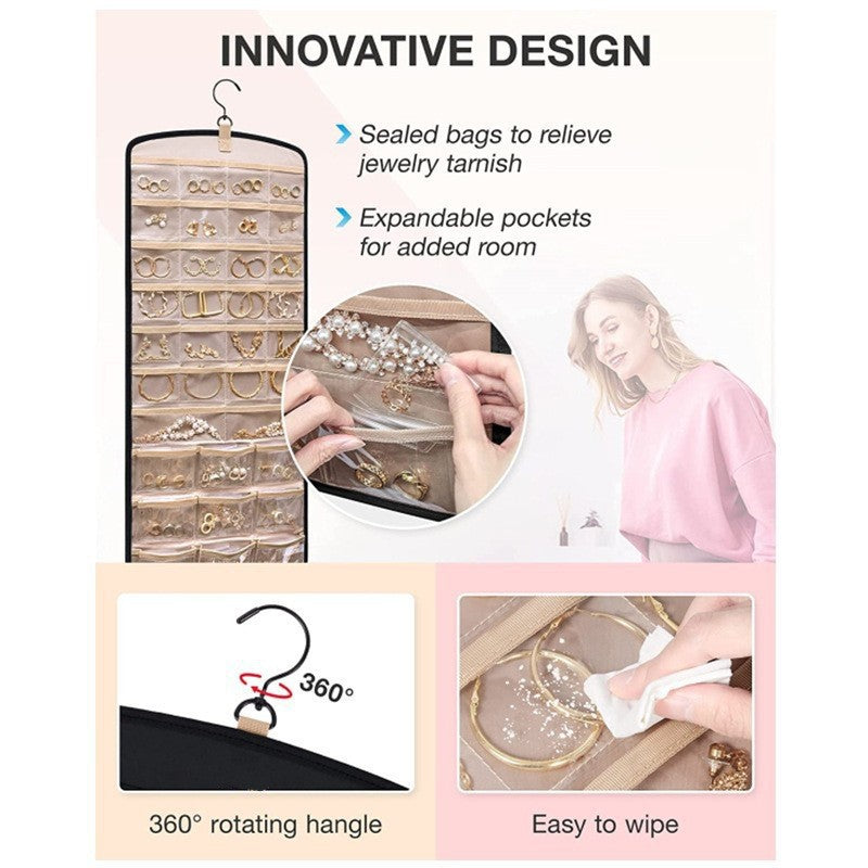 A Spot new U-shaped jewelry bag hanging jewelry storage roll with hook metal hook double-sided jewelry clip