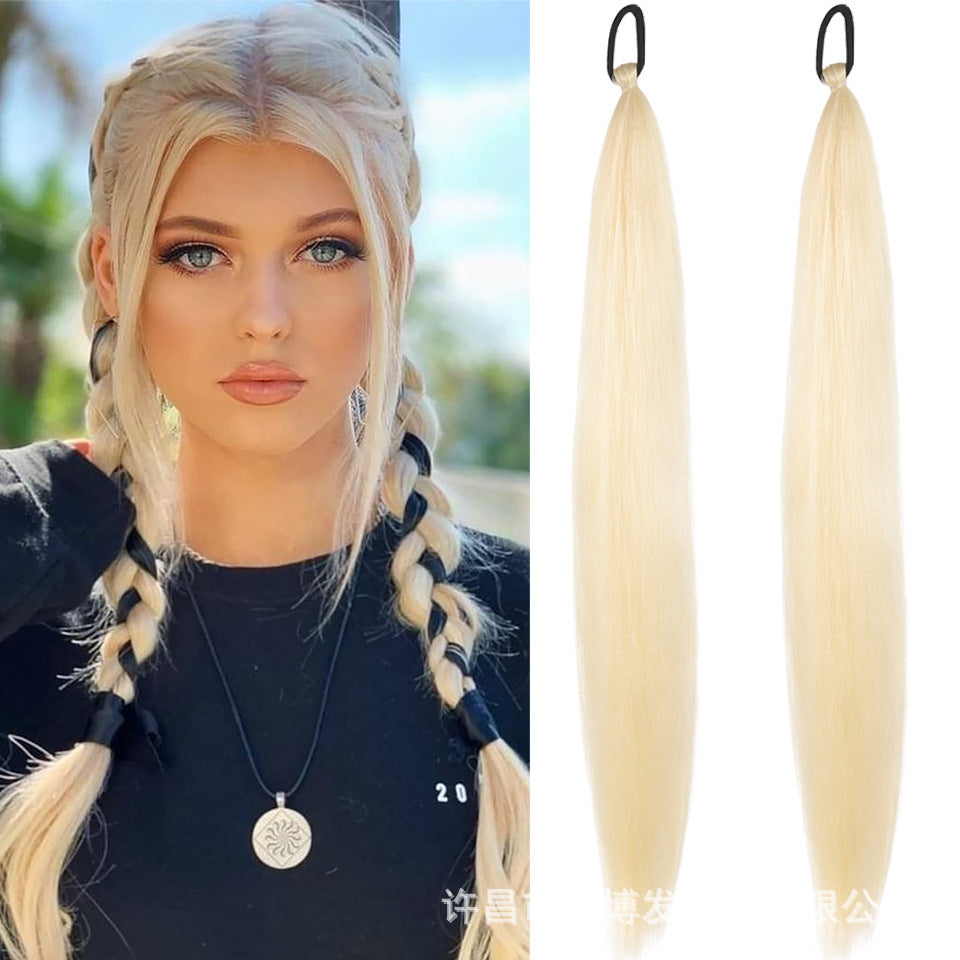 A child girl rubber band ponytail wig box braids colorful elastic rope braids ponytail wig hair extensions braids - Mixbatch