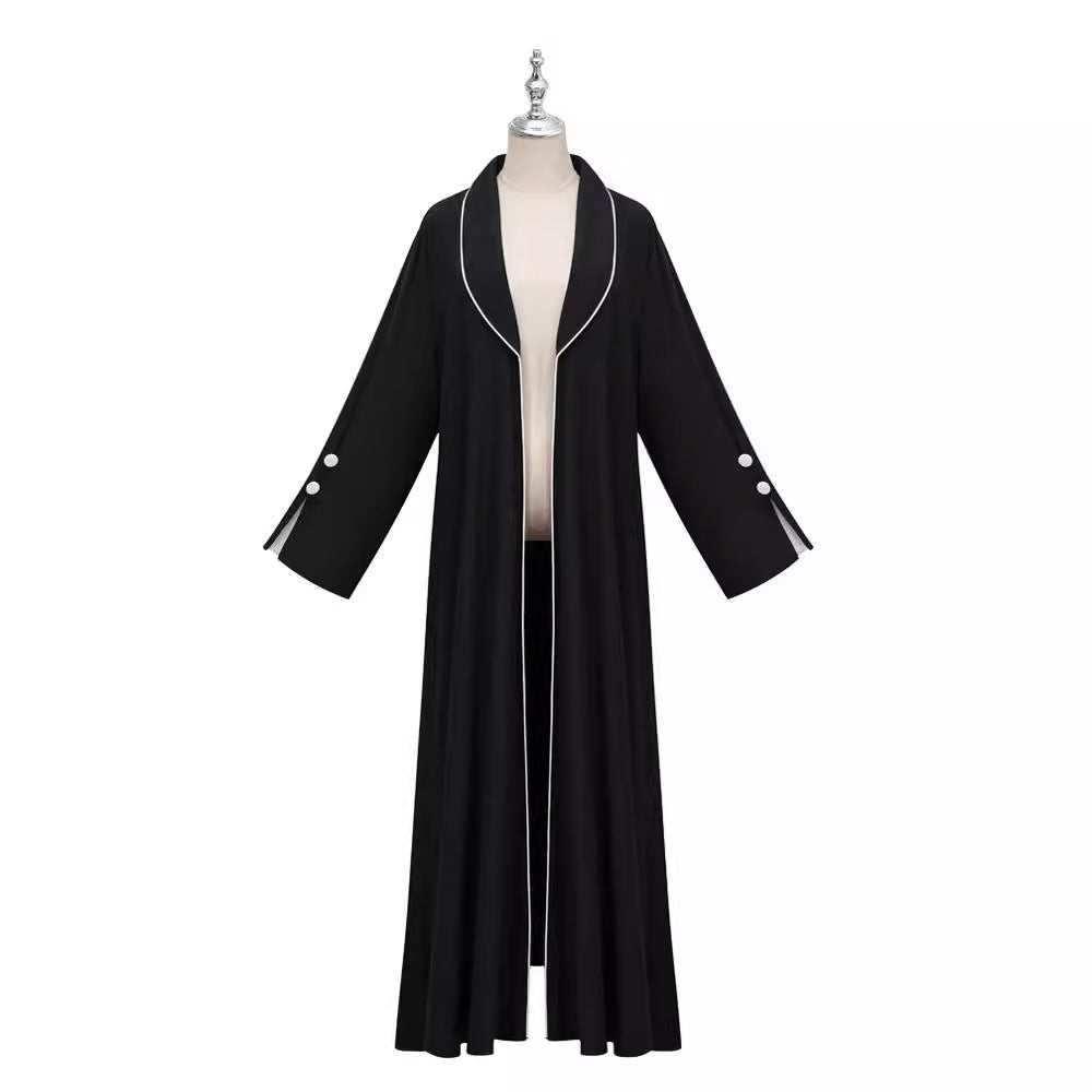Middle Eastern Muslim Clothing Long Dress Fashion Elegant Cardigan Contrast Color Dress Robe - Mixbatch