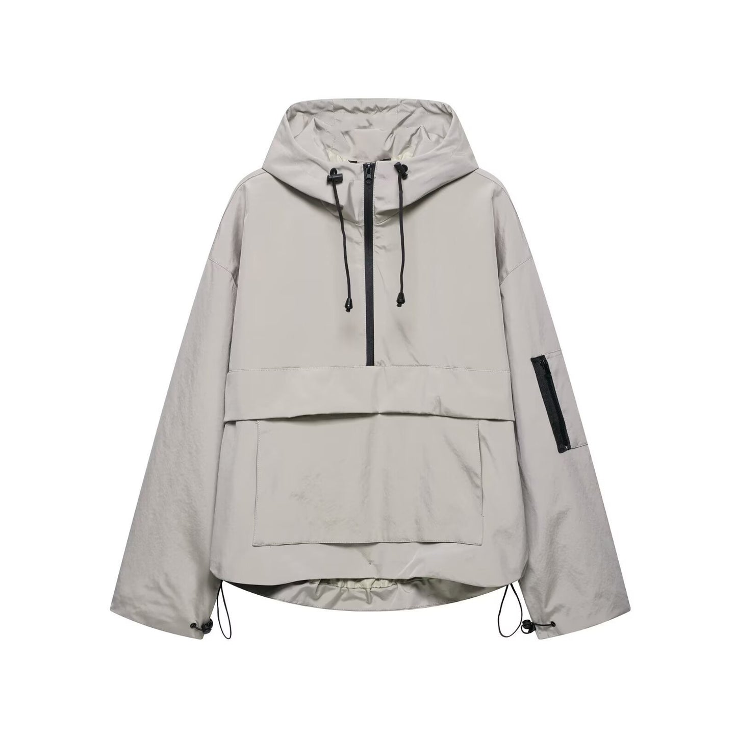 A hooded jacke