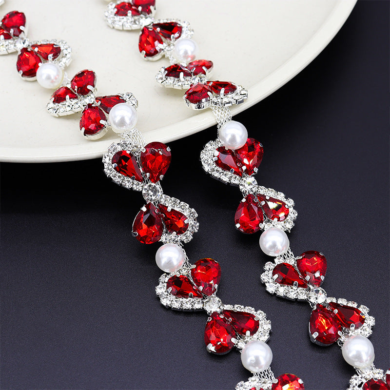 A rhinestone chain diamond jewelry fancy welding drill chain hand seam drill metal chain accessories horse eye drill claw chain DIY accessories - Mixbatch