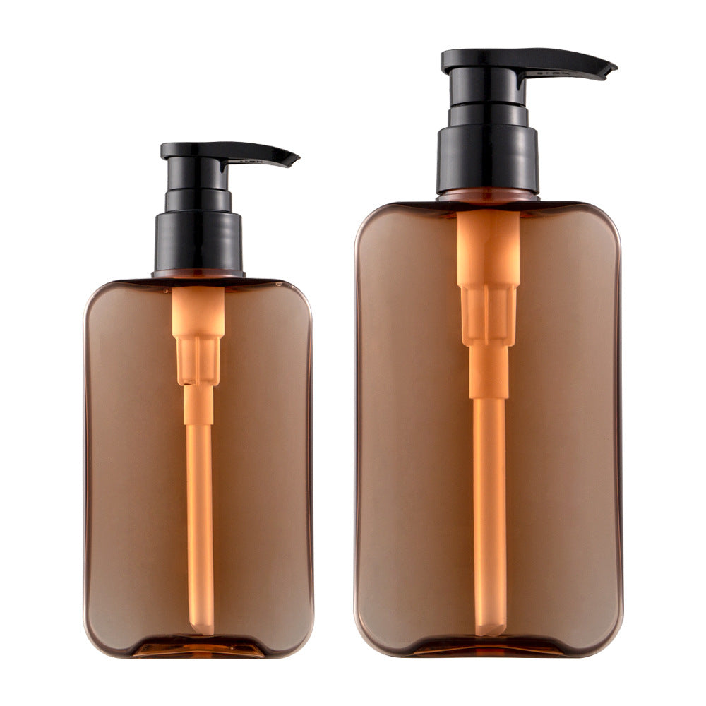 A Spot 300ml brown shampoo body wash bottle 200ml flat square body lotion sub-packaging lotion bottle - Mixbatch