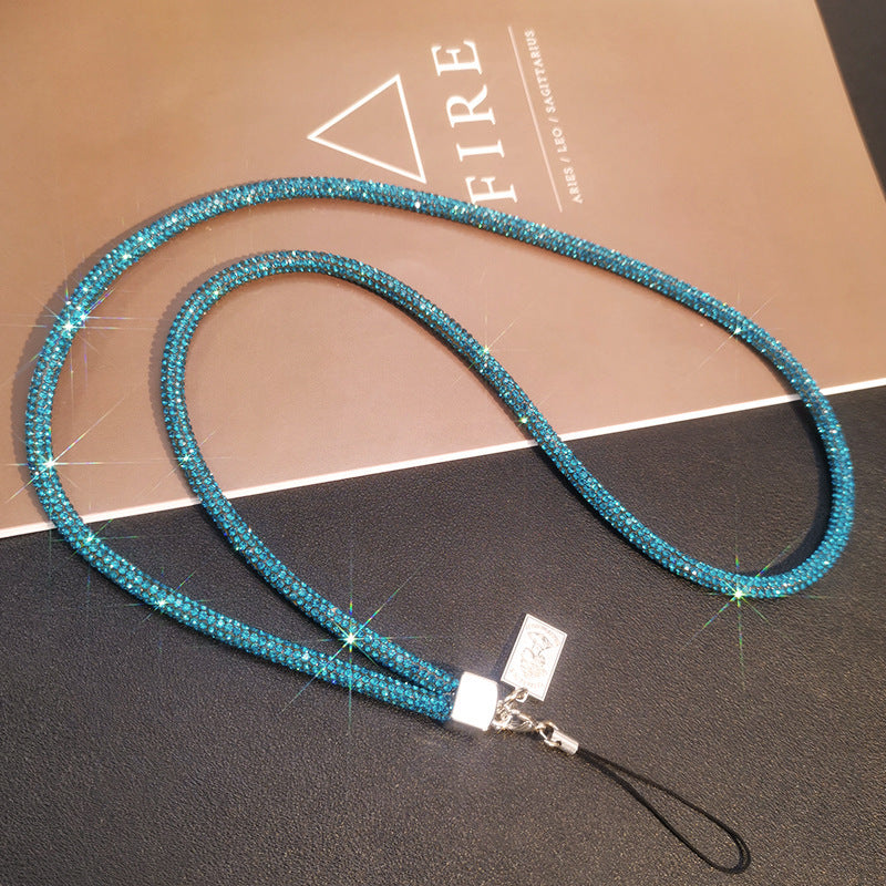A Mobile phone lanyard length Wrist rhinestone lanyard Women's high-end luxury full diamond pendant Colorful fashion pendant - Mixbatch