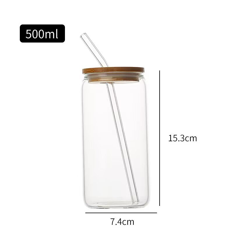 A glass straw water cup simple household ins high value high borosilicate high temperature resistant cola transparent beer cup Internet celebrity
