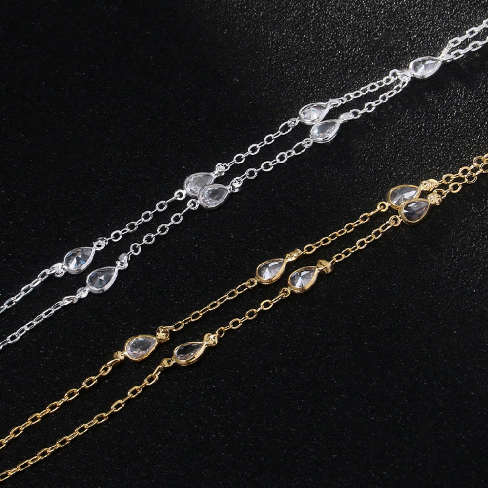 A hot-selling personality horse eye finger bracelet national style metal chain finger chain rhinestone hand chain hand chain - Mixbatch