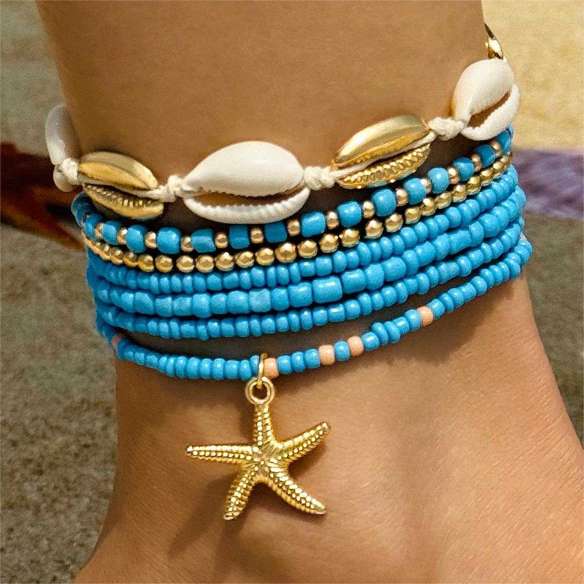 A Bohemian Resort Wind Shell Beaded Woven Bracelet Beach Wind Starfish Rice Beads - Mixbatch
