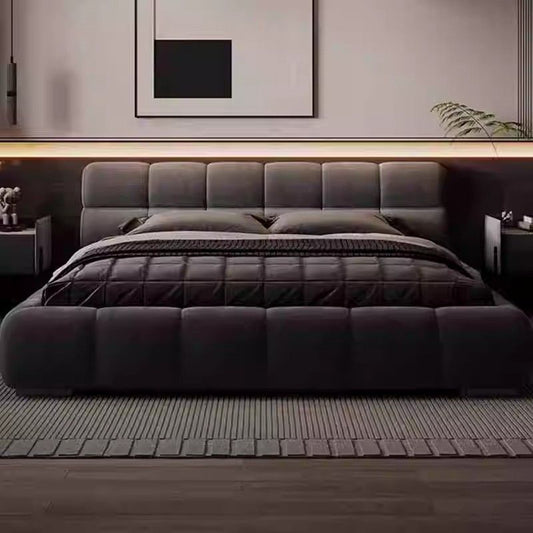 A technology flannel bed puff bed master bedroom double embedded air pressure storage bed spot comfortable soft against wedding bed wood