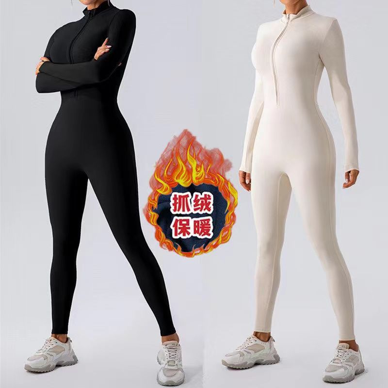 A velvet one-piece yoga suit fitness suit