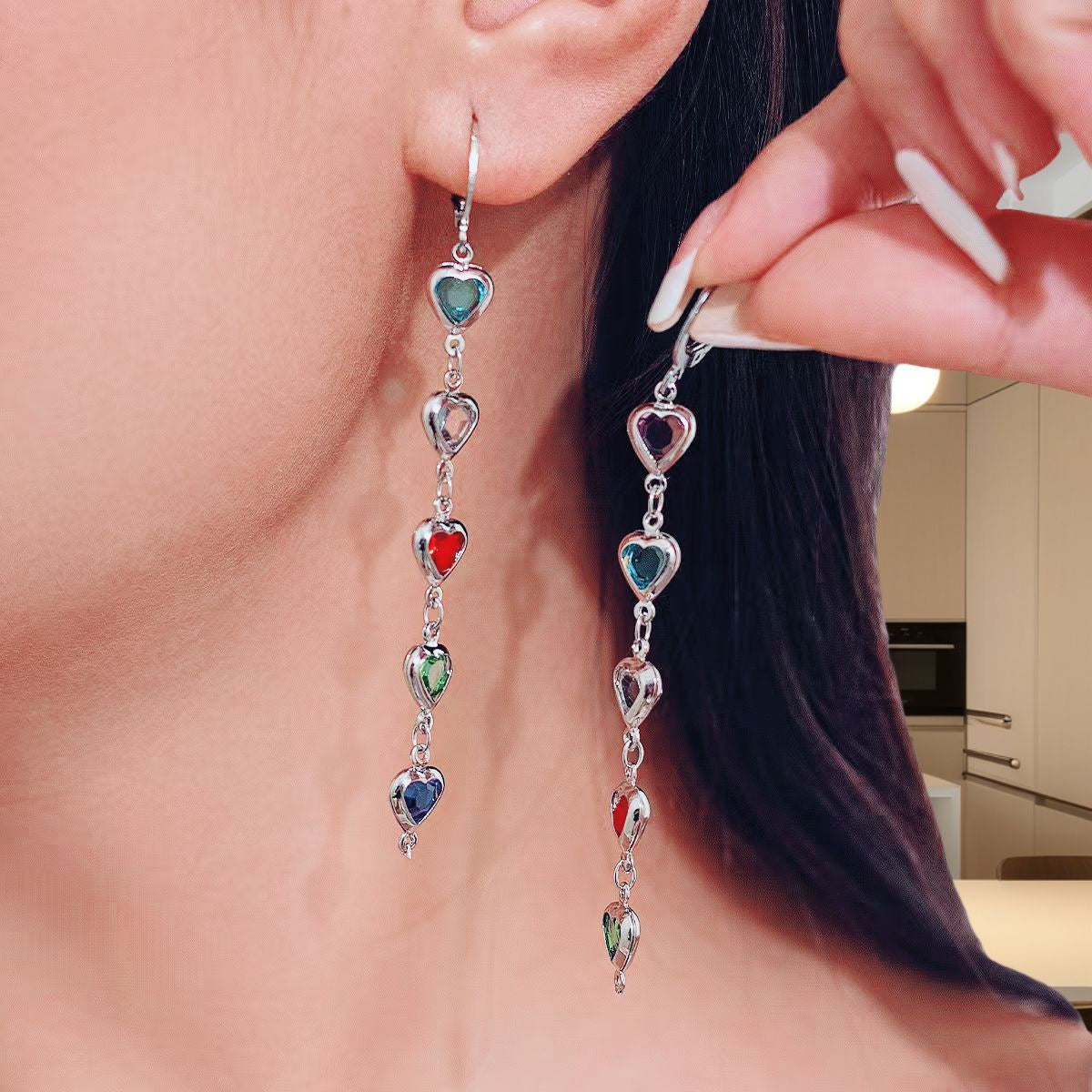 A European and American cross-border i color love zircon bracelet necklace personalized alloy heart dopamine bracelet Internet celebrity bracelet - Mixbatch