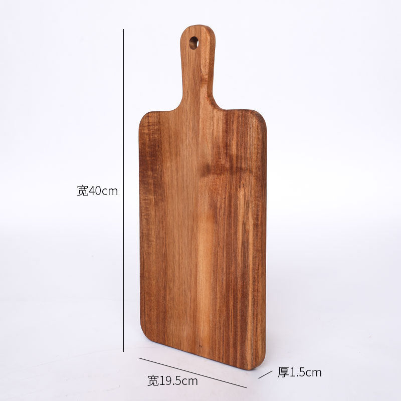 A Acacia wood pizza tray with handle solid wood cheese bread tray household steak plate, creative wooden small cutting board