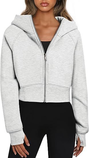 A hooded zip sweater