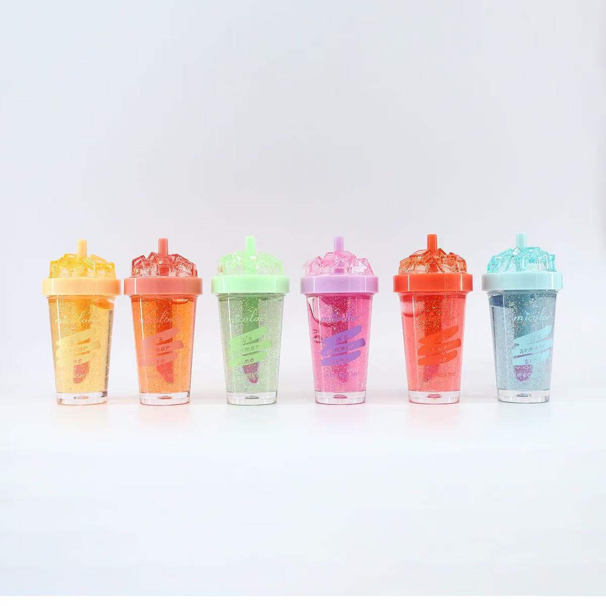 A Micolor Moisturizing Hydrating Lip Oil Cup Tropical Fruit Wine Glass Lip Gloss Anti-Cracking Lip Gloss
