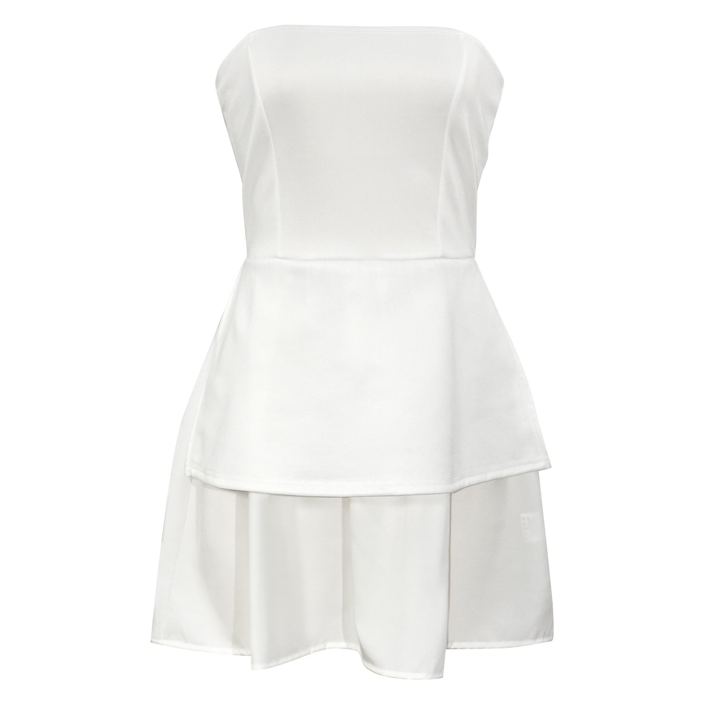 D088DS European and American cross-border 2025 spring tube top fake two-piece sleeveless chest-wrapped casual high-split splicing dress - Mixbatch