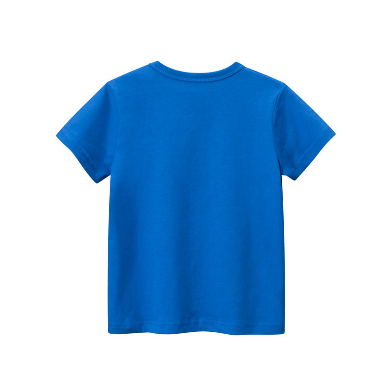 A Korean version of children's clothing children's short-sleeved T-shirt cartoon excavator 100% COTTON - Mixbatch