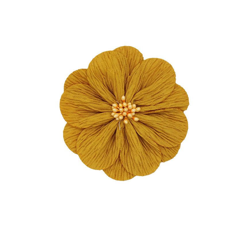 A new handmade pleated fabric flower bark pattern flower core head flower headband accessories shoes and hats flower clothing accessories 8CM - Mixbatch