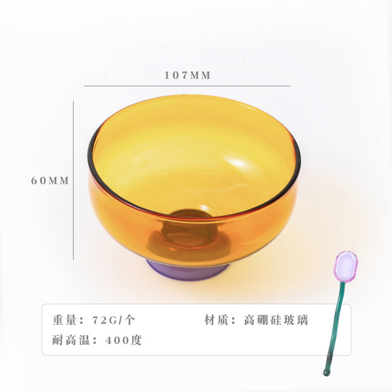 A Household heat-resistant transparent glass bowl, baked egg-beating instant noodle salad bowl, thickened large-capacity Japanese noodle poon soup bowl