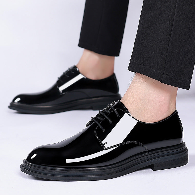 A leather shoes men's Korean version patent leather increases 8CM business leather shoes