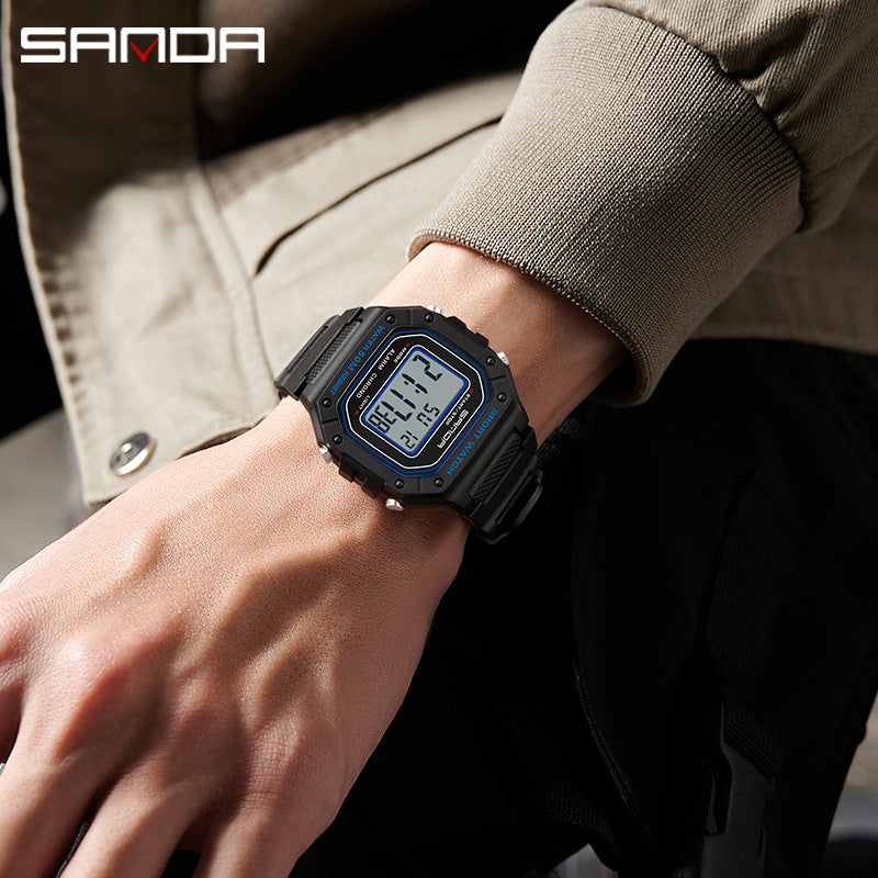 A version of swimming waterproof youth electronic watch simple alarm clock single display small square men and women, student wrist