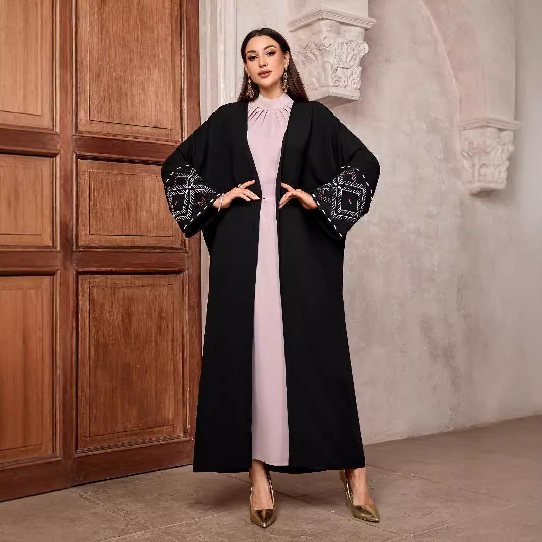 Cardigan Middle Eastern Muslim Robe Elegant Women's Wear Heavy Industry Embroidery Elegant Bat Sleeve - Mixbatch