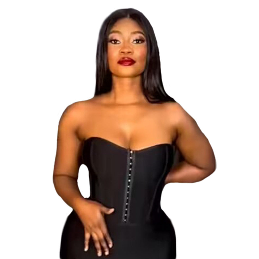 A European and American cross-border new women's clothing, sexy tube top, exposed navel, fish bone, shoulder girdle, slim bandage, small top