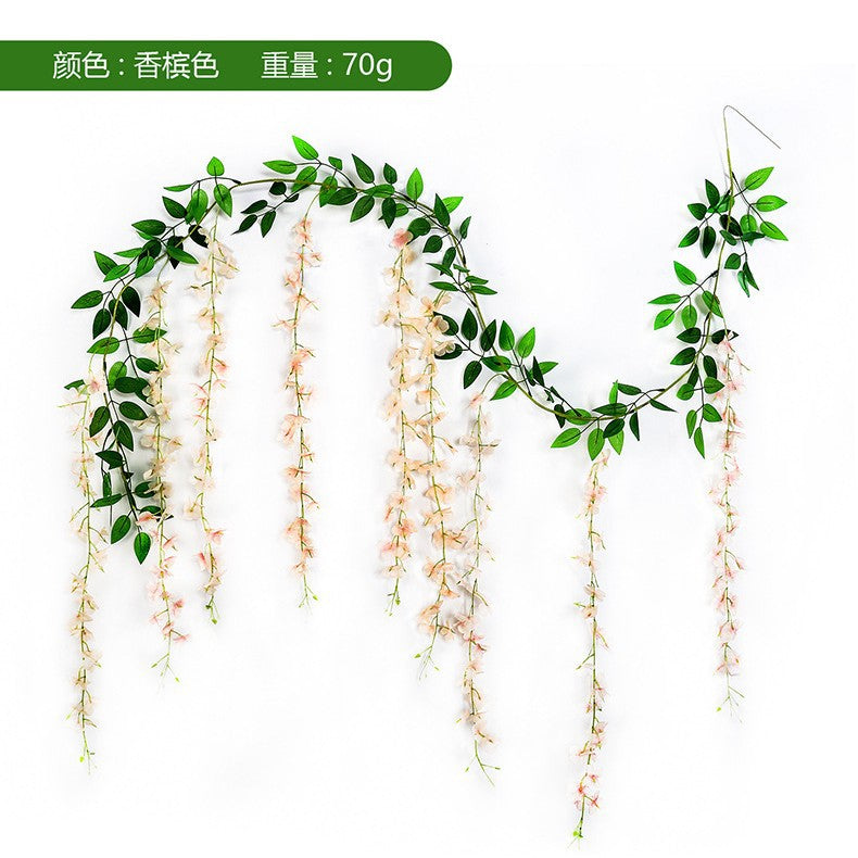 A simulated wisteria flower string bean flower fake flower rattan indoor air conditioner pipe decoration winding blocking wedding silk flower ceiling