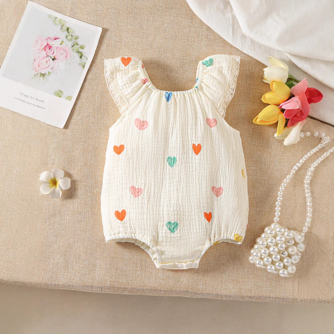 A baby girl clothes summer fart coat flower strap crawl baby girl clothes baby onesie newborn clothes