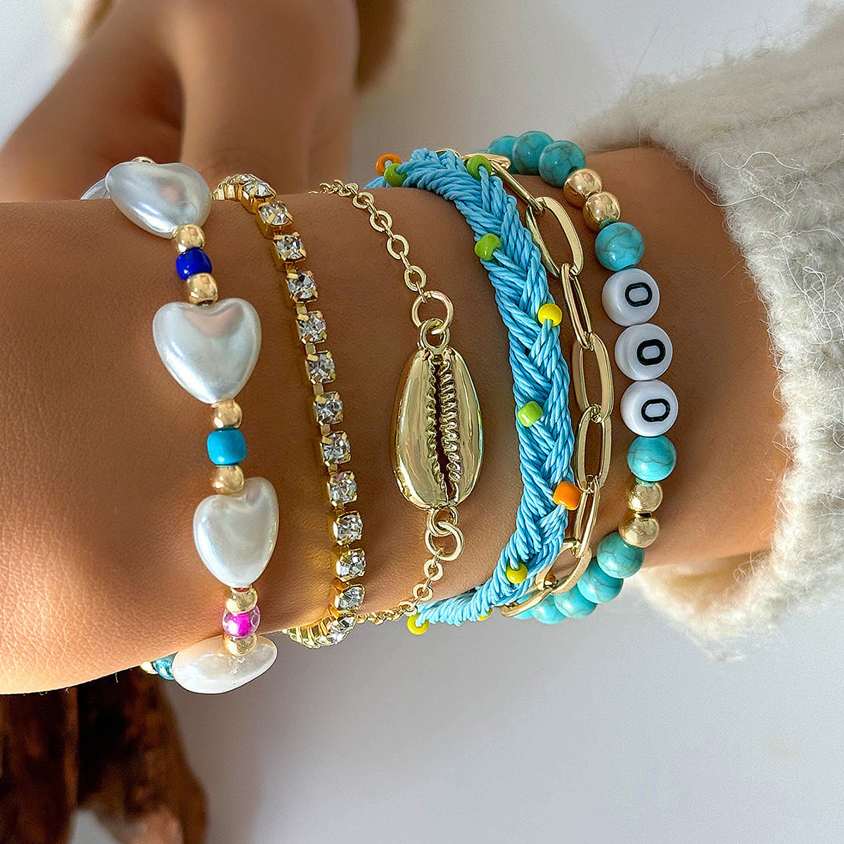 A Bohemian Resort Wind Shell Beaded Woven Bracelet Beach Wind Starfish Rice Beads - Mixbatch