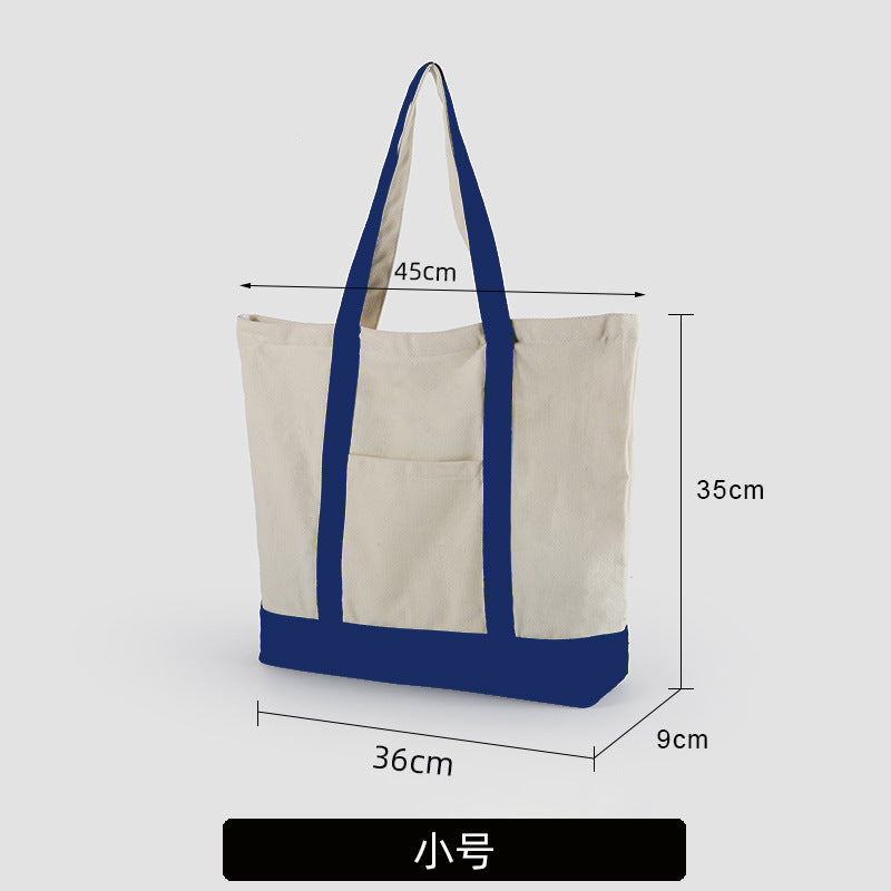 A thickened canvas supermarket environmental protection bag large capacity new cross-border grocery shopping bag strong zipper tote bag can be printed logo - Mixbatch