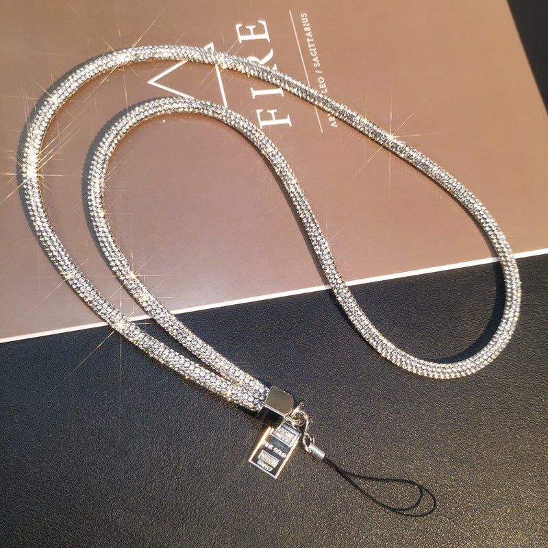 A Mobile phone lanyard length Wrist rhinestone lanyard Women's high-end luxury full diamond pendant Colorful fashion pendant - Mixbatch