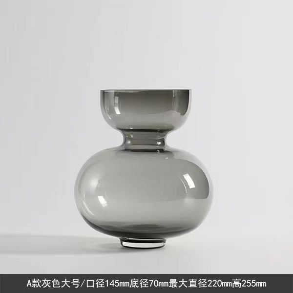 A Nordic light luxury gourd glass vase transparent big belly creative living room bedroom flower arrangement soft decoration ornament vase