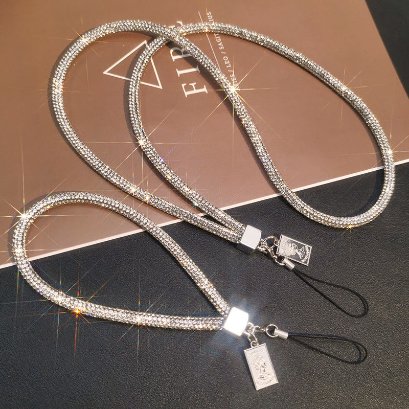 A Mobile phone lanyard length Wrist rhinestone lanyard Women's high-end luxury full diamond pendant Colorful fashion pendant - Mixbatch