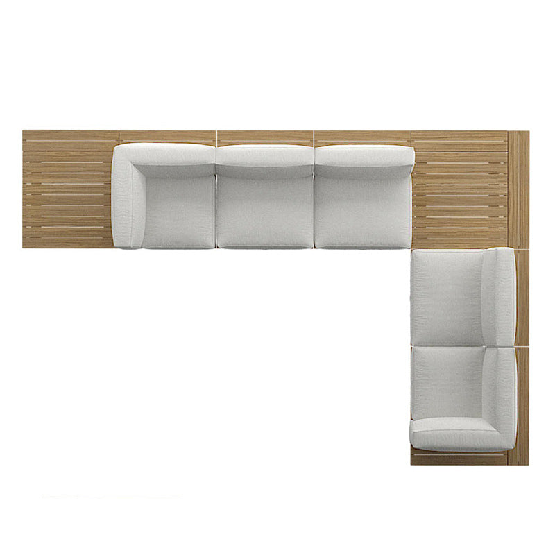 A teak outdoor sofa combination villa courtyard furniture Nordic style high-end garden hotel terrace solid wood sofa chair - Mixbatch