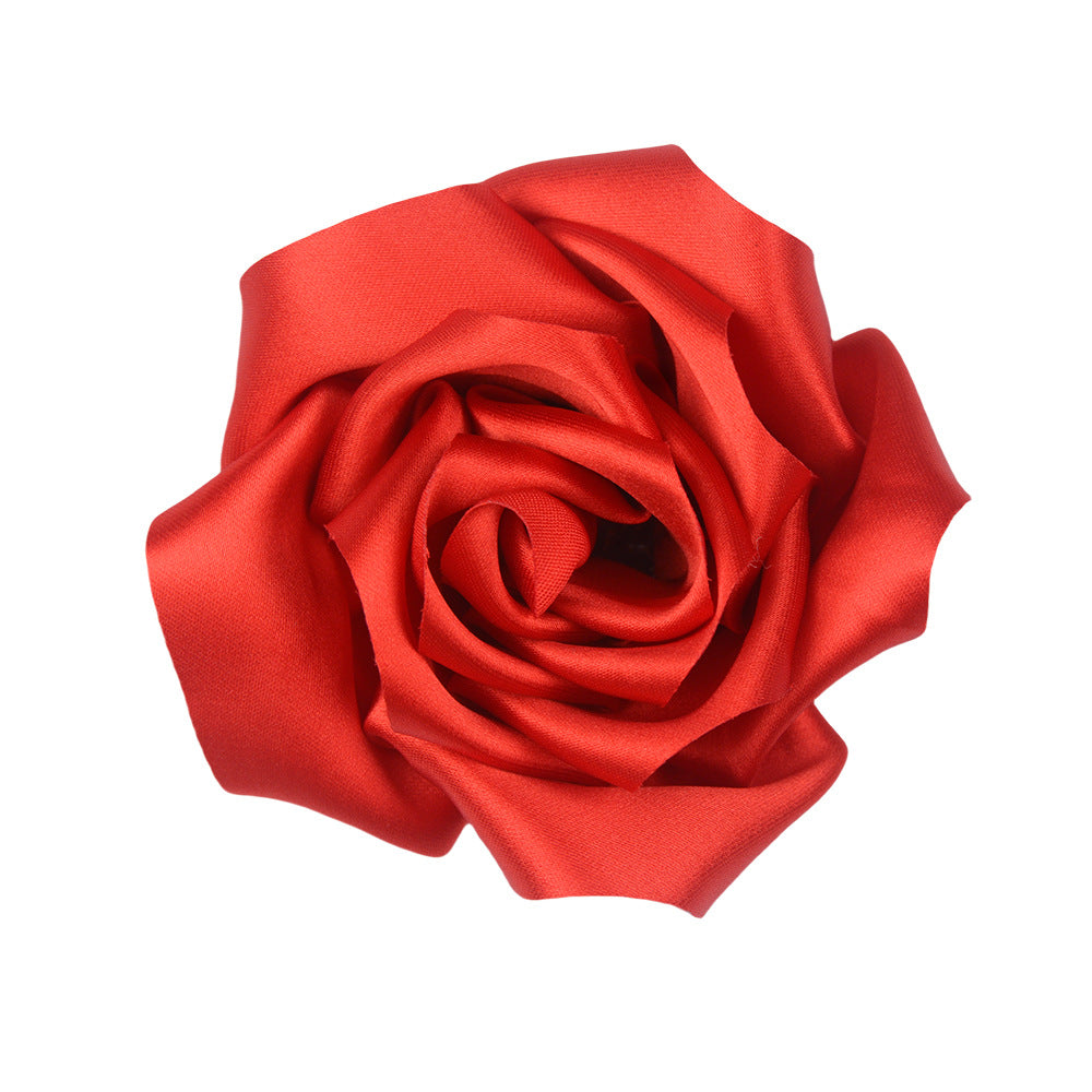 A retro rose bud high-grade satin three-dimensional silk cloth large flower DIY neck flower brooch clothing shoes and hats accessories - Mixbatch