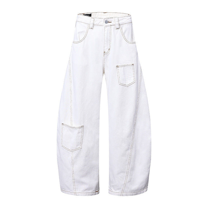 A wide leg jeans straight loose