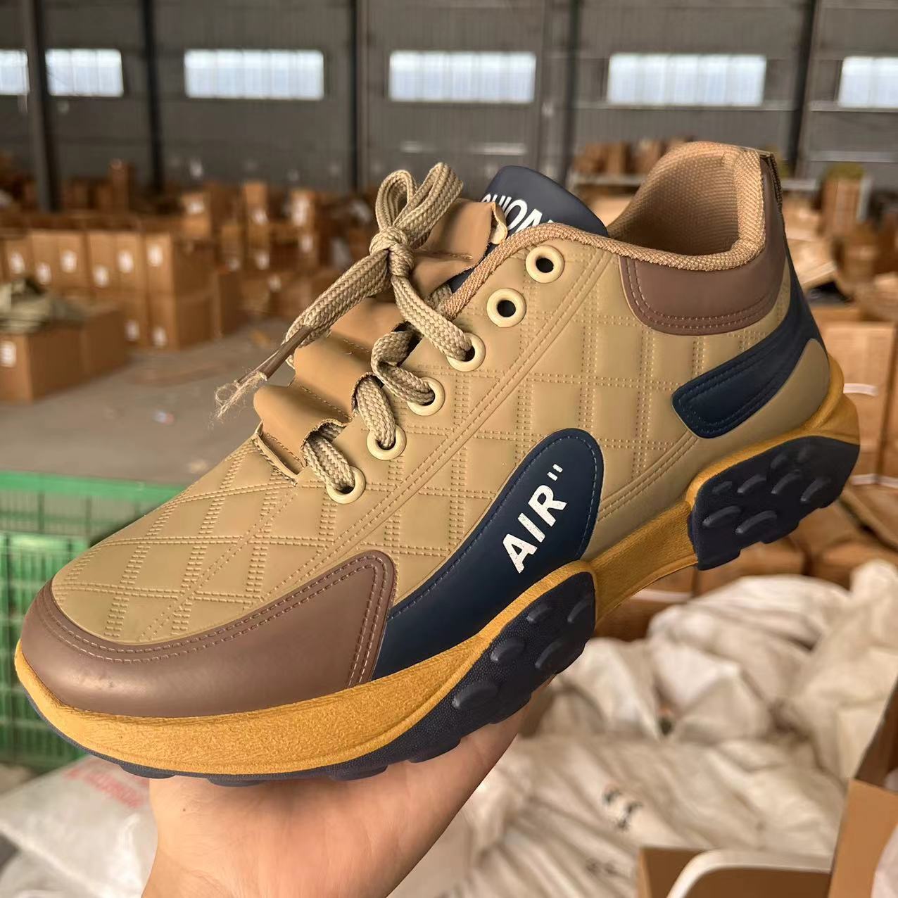 A one-piece hair delivery men's spring and autumn new leather shoes lightweight running casual sports shoes platform running shoes casual - Mixbatch
