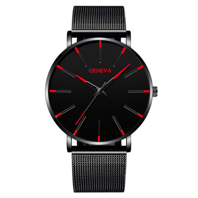 A Geneva Fashion Mesh Strap Watch Men's Watch Colorful Scale Men's Watch Business Quartz Watch Wholesale - Mixbatch