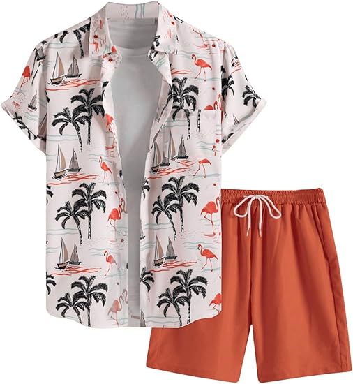 A Men's Short Sleeve Shorts Shirt Set