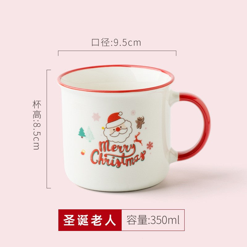 A Christmas mug creative cute cartoon ceramic cup girls coffee cup teacup holiday gift cup