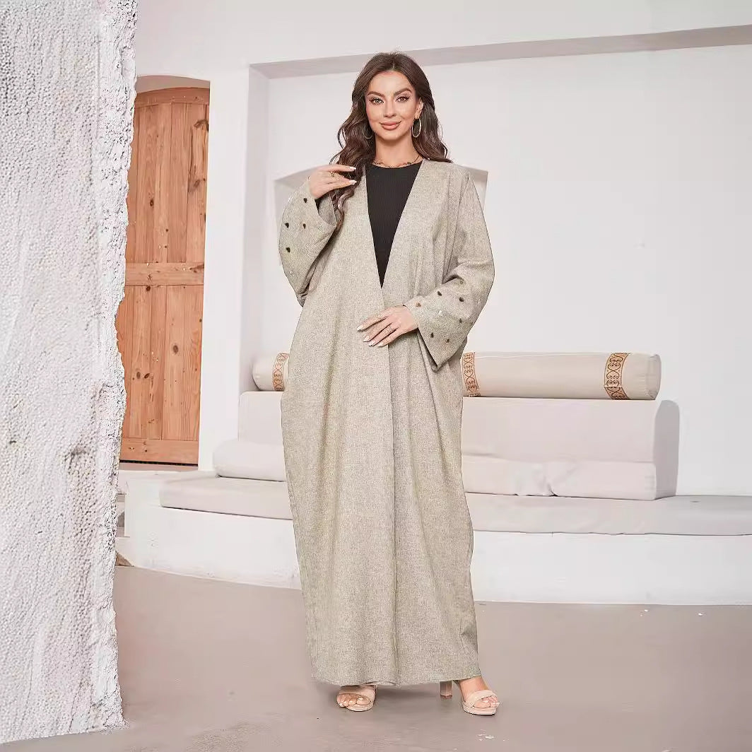 Embroidered Middle Eastern Muslim Cardigan Robe Embroidered Dress Women's Clothing - Mixbatch