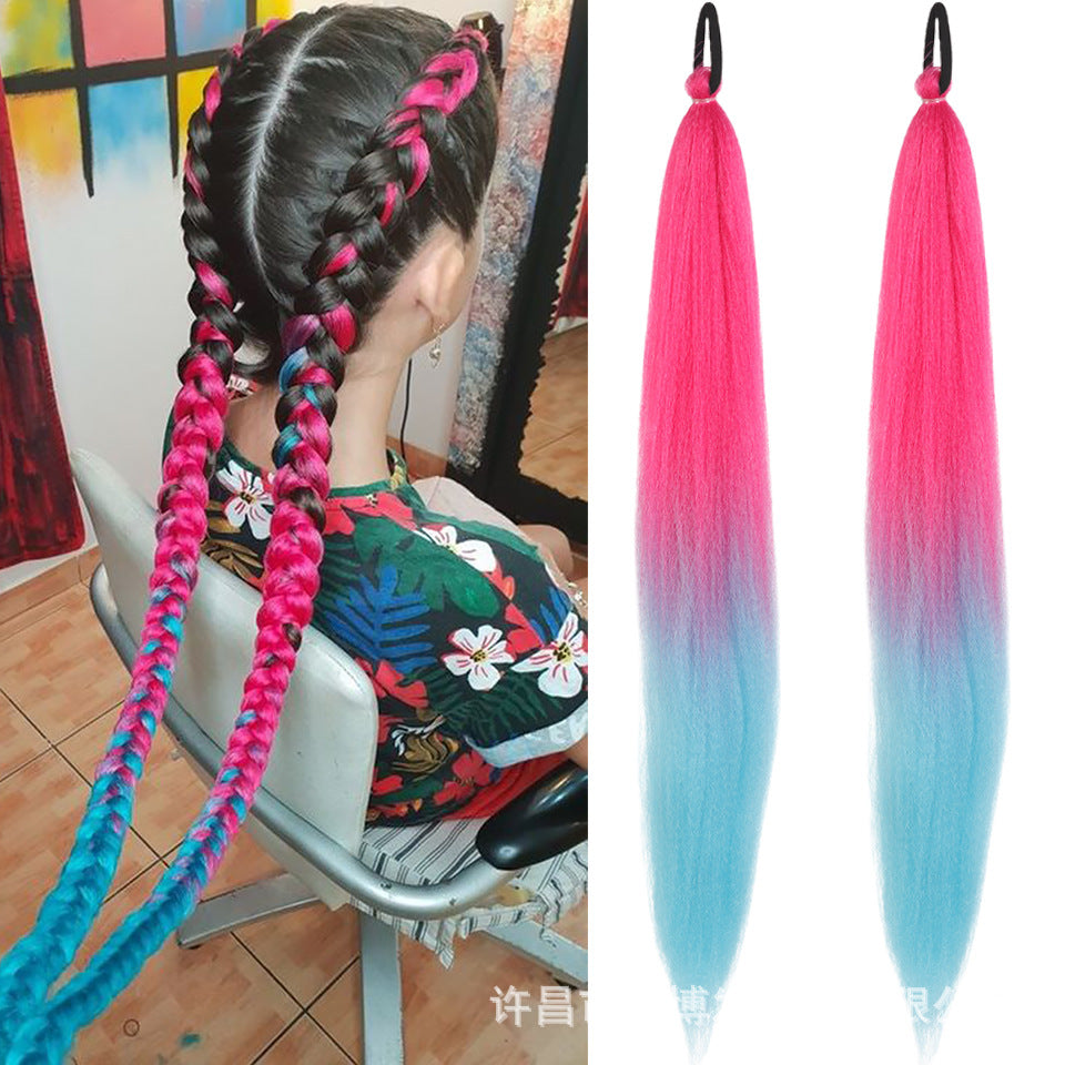 A child girl rubber band ponytail wig box braids colorful elastic rope braids ponytail wig hair extensions braids - Mixbatch